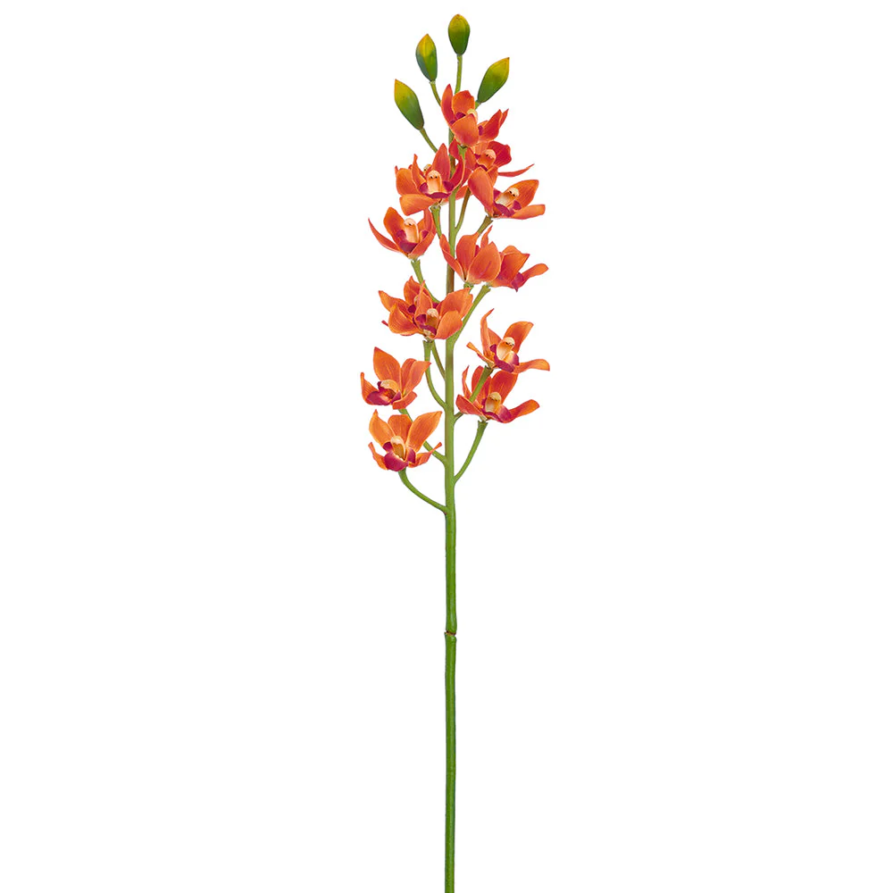 39" Dendrobium Orchid Silk Flower Stem -Orange (Pack of 12)
