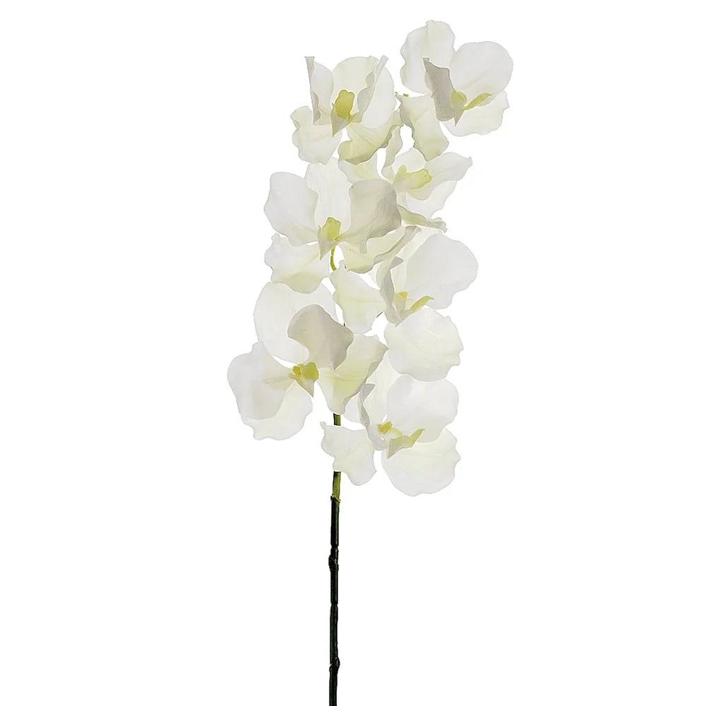 39" Hand-Wrapped Silk Vanda Orchid Flower Spray -White (Pack of 12)