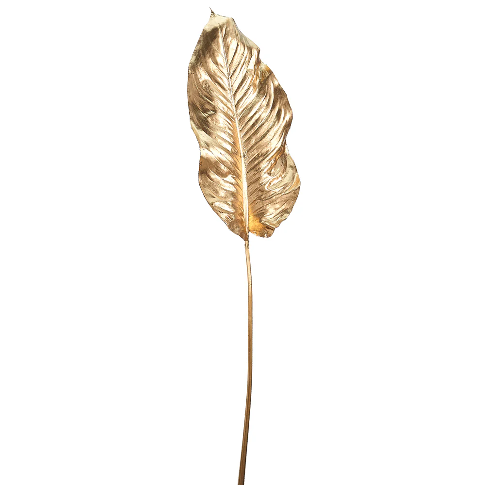 39" Metallic Artificial Calla Lily Leaf Stem -Gold (Pack of 12)