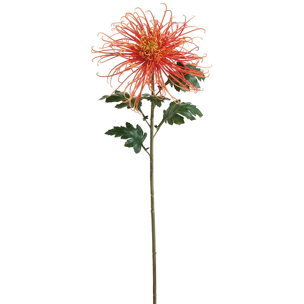 39" Spider Mum Silk Flower Stem -Flame (Pack of 6)