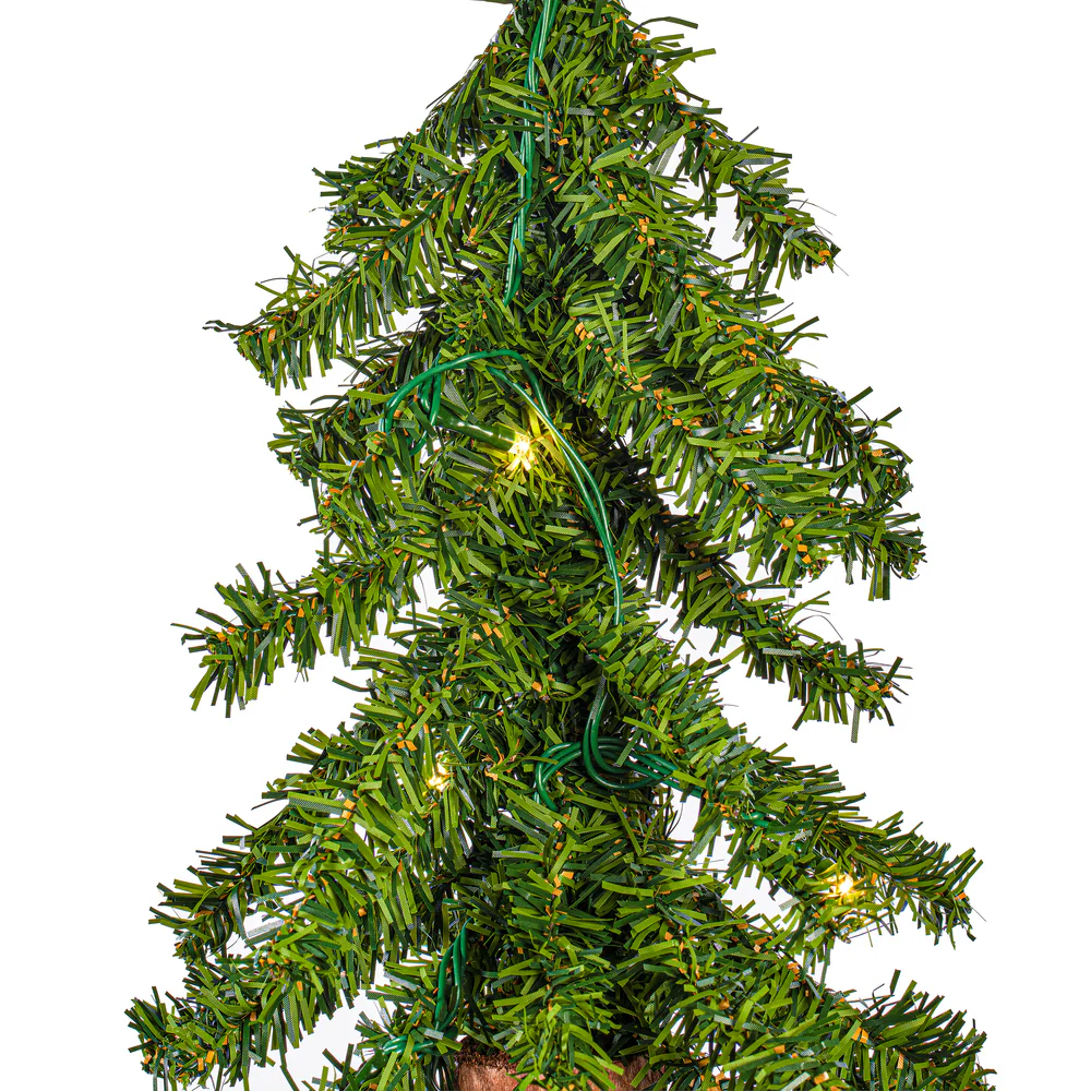 3'Hx21"W Natural Trunk Alpine Artificial Christmas Tree, Micro LED Pre-Lit (Multi-Mode) -Green - Image 3