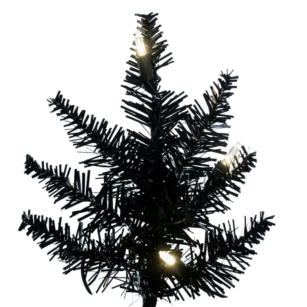 3'Hx25"W Fir Artificial Christmas Tree, LED Pre-Lit -Black - Image 2