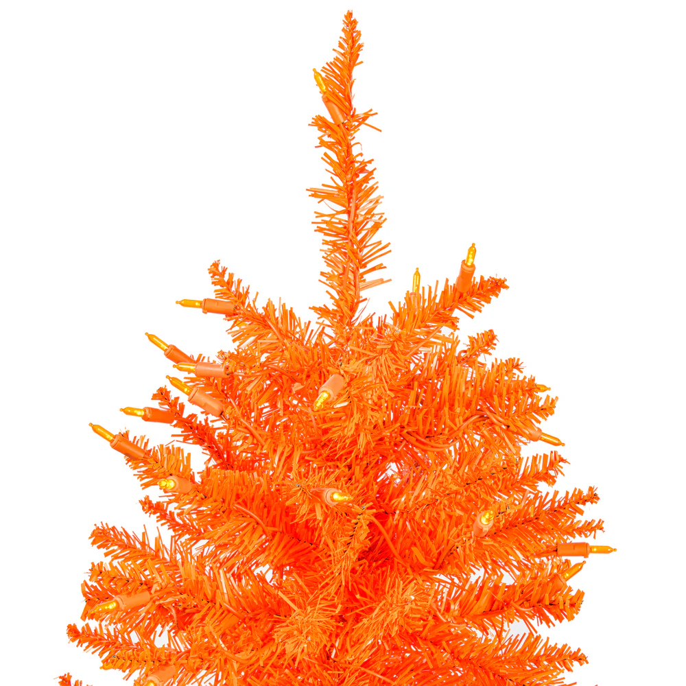 3'Hx25"W Fir Artificial Christmas Tree, LED Pre-Lit (Orange) -Orange - Image 2