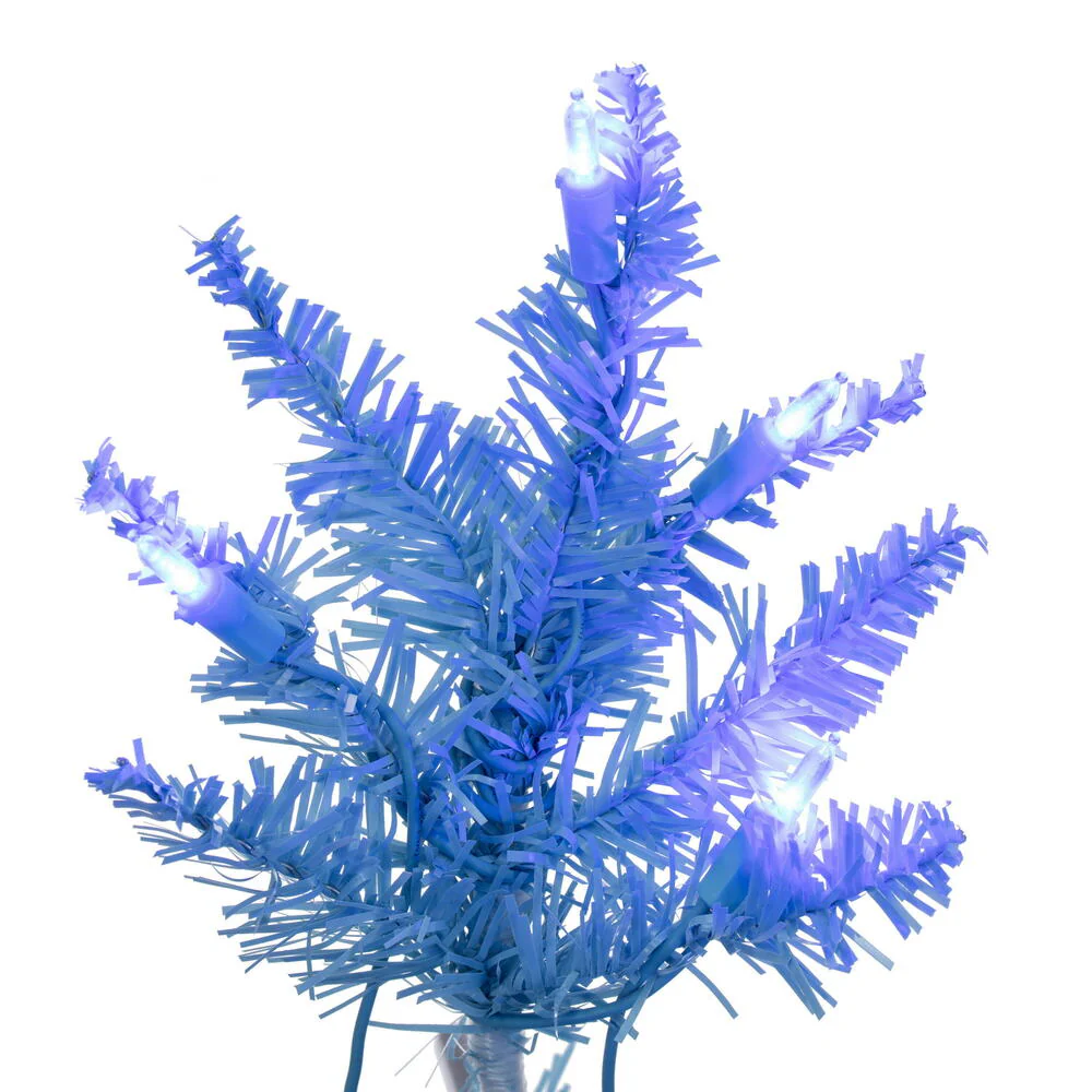 3'Hx25"W Fir Artificial Christmas Tree, LED Pre-Lit (Sky Blue) -Sky Blue - Image 2