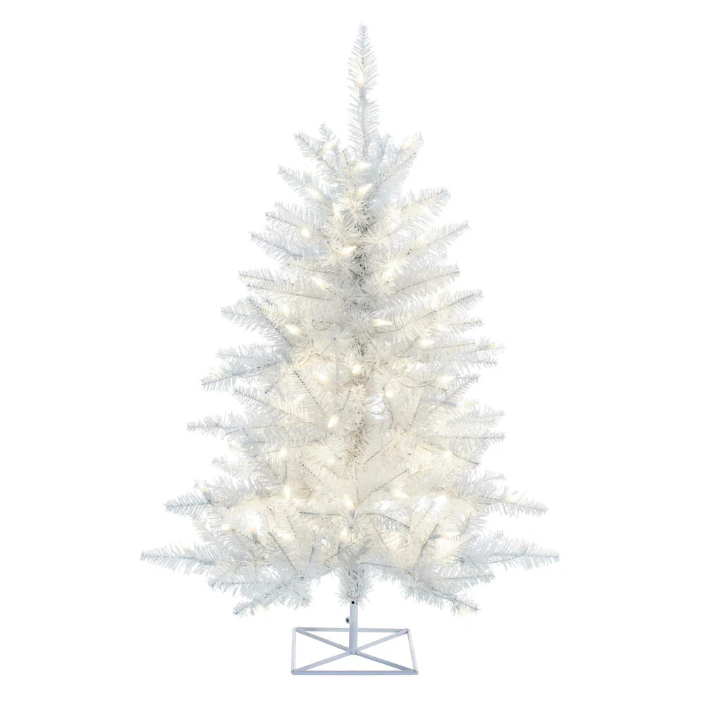 3'Hx25"W Fir Artificial Christmas Tree, LED Pre-Lit -White