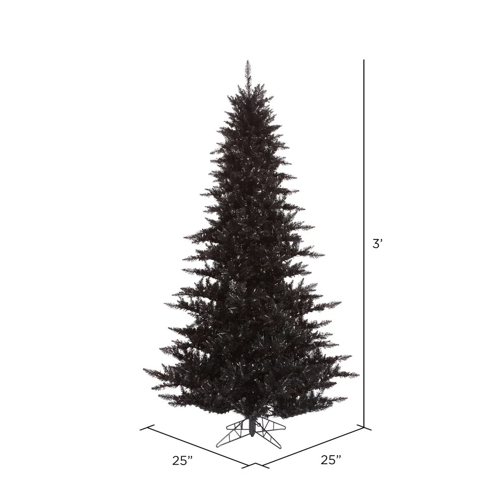 3'Hx25"W Fir Artificial Christmas Tree, Unlit -Black - Image 2