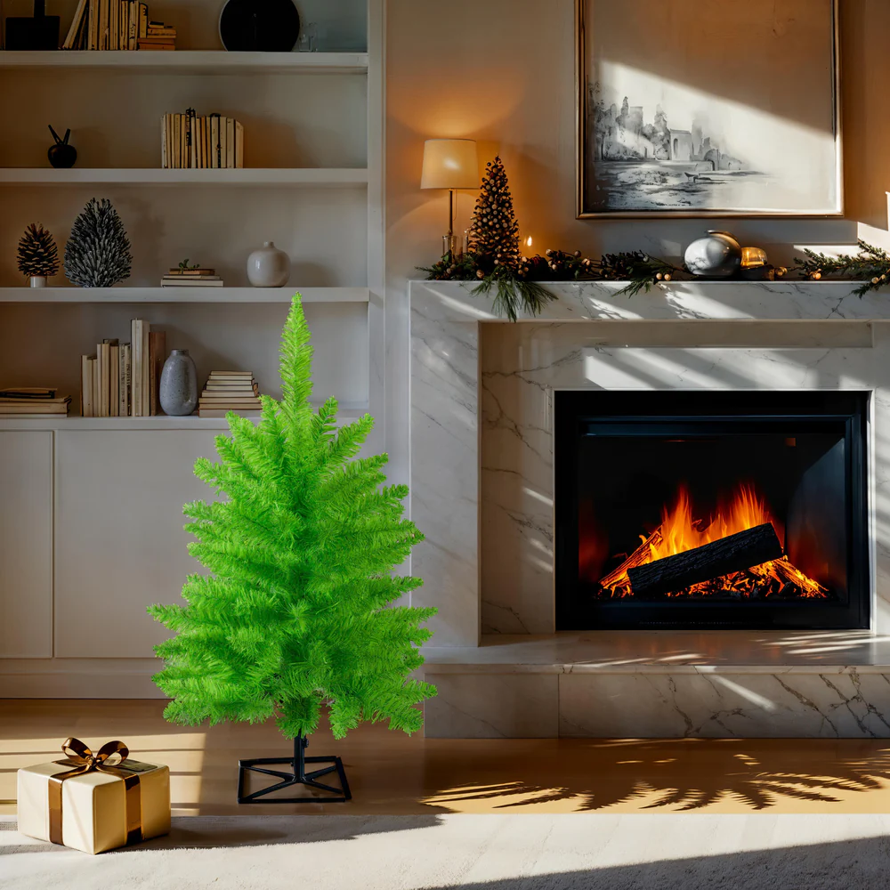 3'Hx25"W Fir Artificial Christmas Tree, Unlit -Lime - Image 4