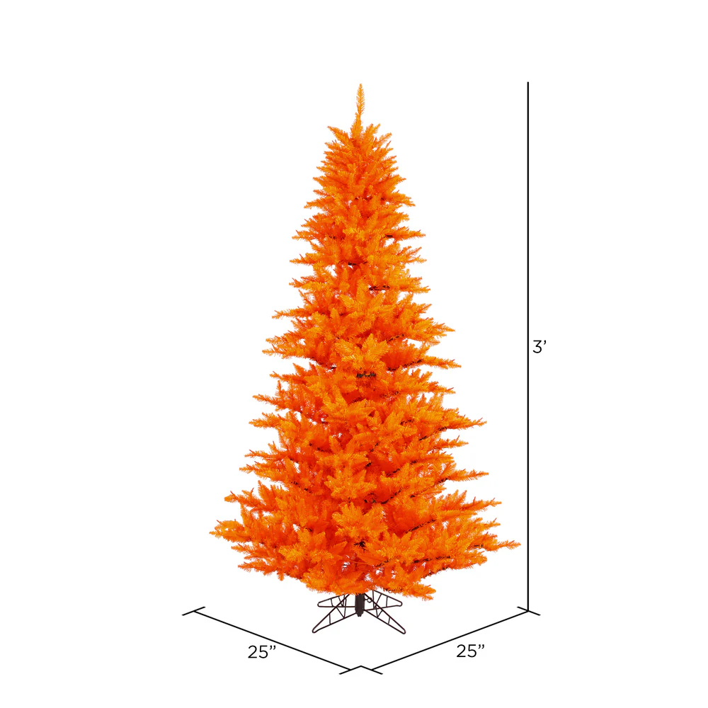 3'Hx25"W Fir Artificial Christmas Tree, Unlit -Orange - Image 2