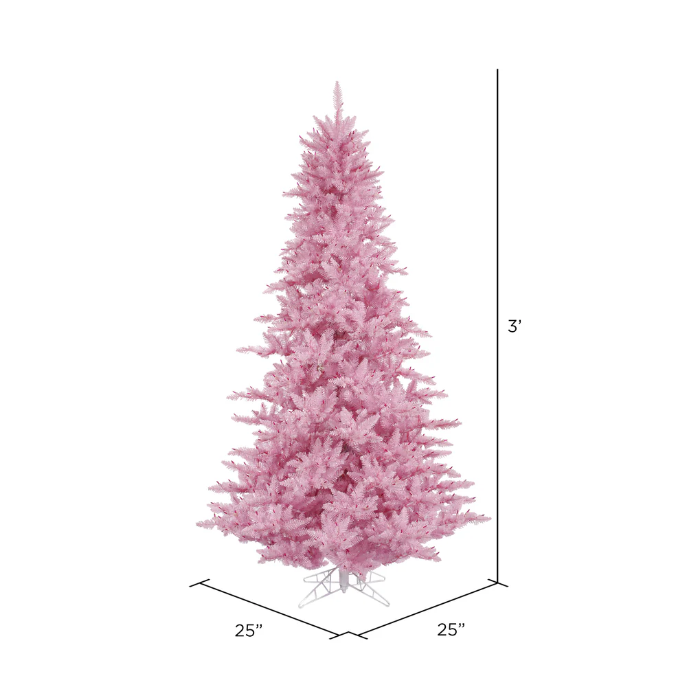 3'Hx25"W Fir Artificial Christmas Tree, Unlit -Pink - Image 2