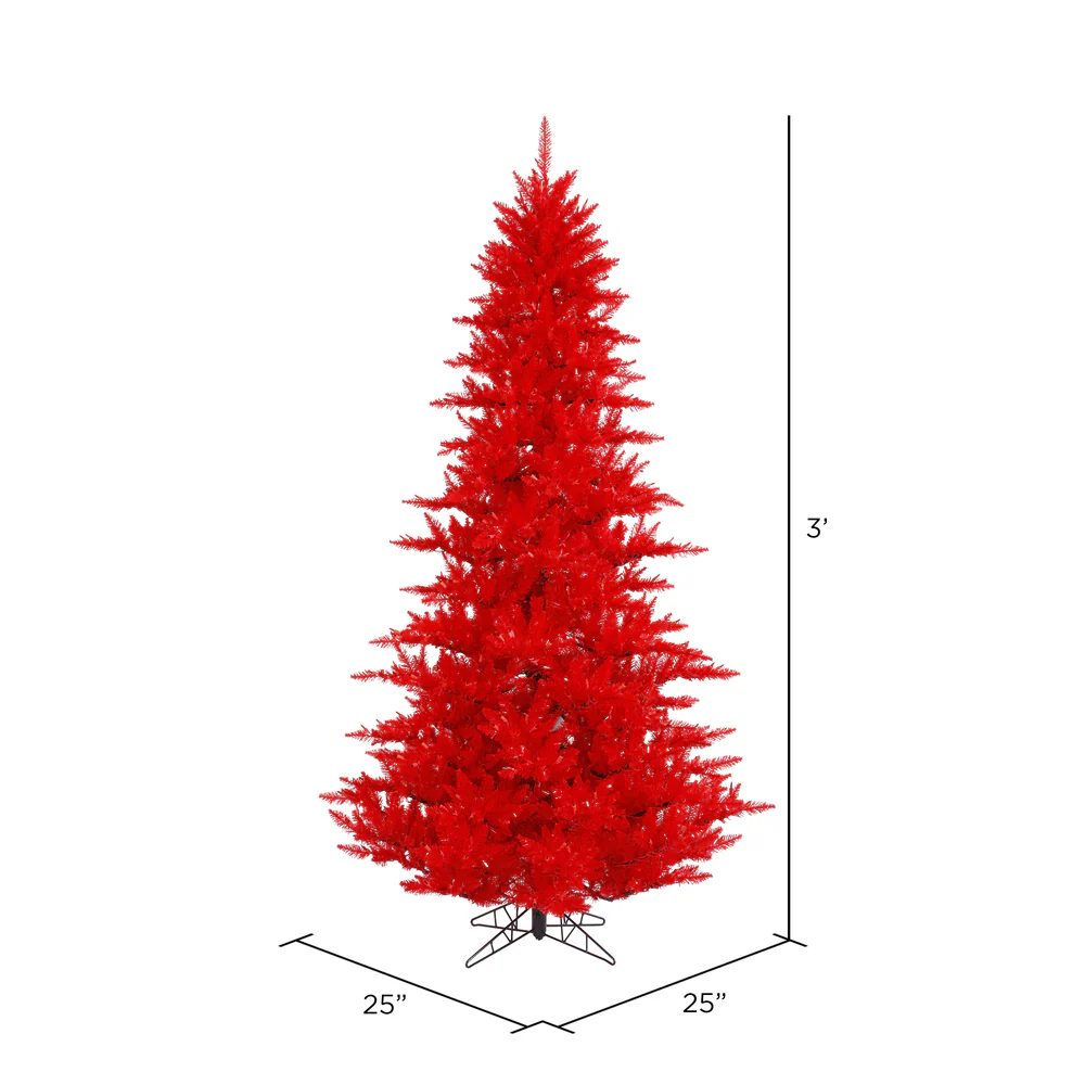 3'Hx25"W Fir Artificial Christmas Tree, Unlit -Red - Image 2