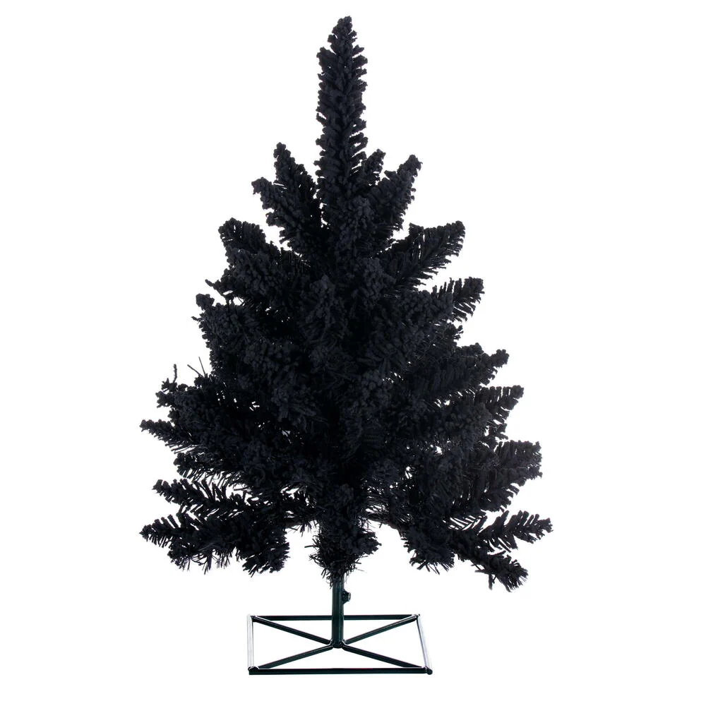 3'Hx25"W Flocked Fir Artificial Christmas Tree, Unlit -Black