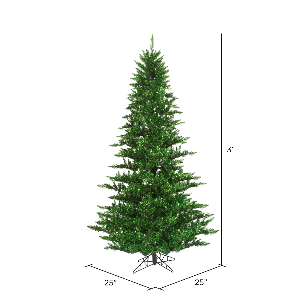 3'Hx25"W Tinsel Fir Artificial Christmas Tree, Unlit -Green - Image 2