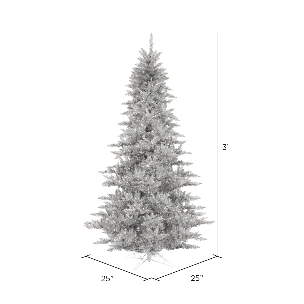 3'Hx25"W Tinsel Fir Artificial Christmas Tree, Unlit -Silver - Image 3