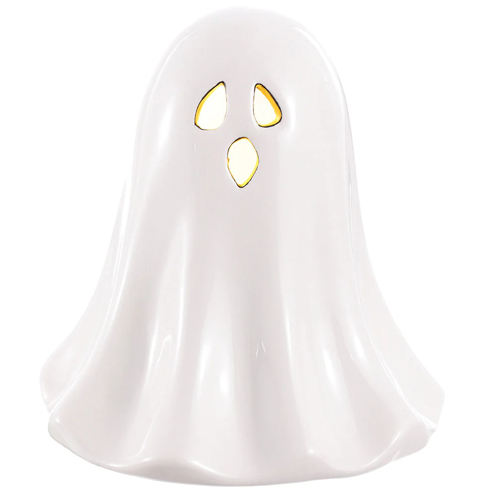 4.5" Battery Operated Halloween Ghost With Light -White