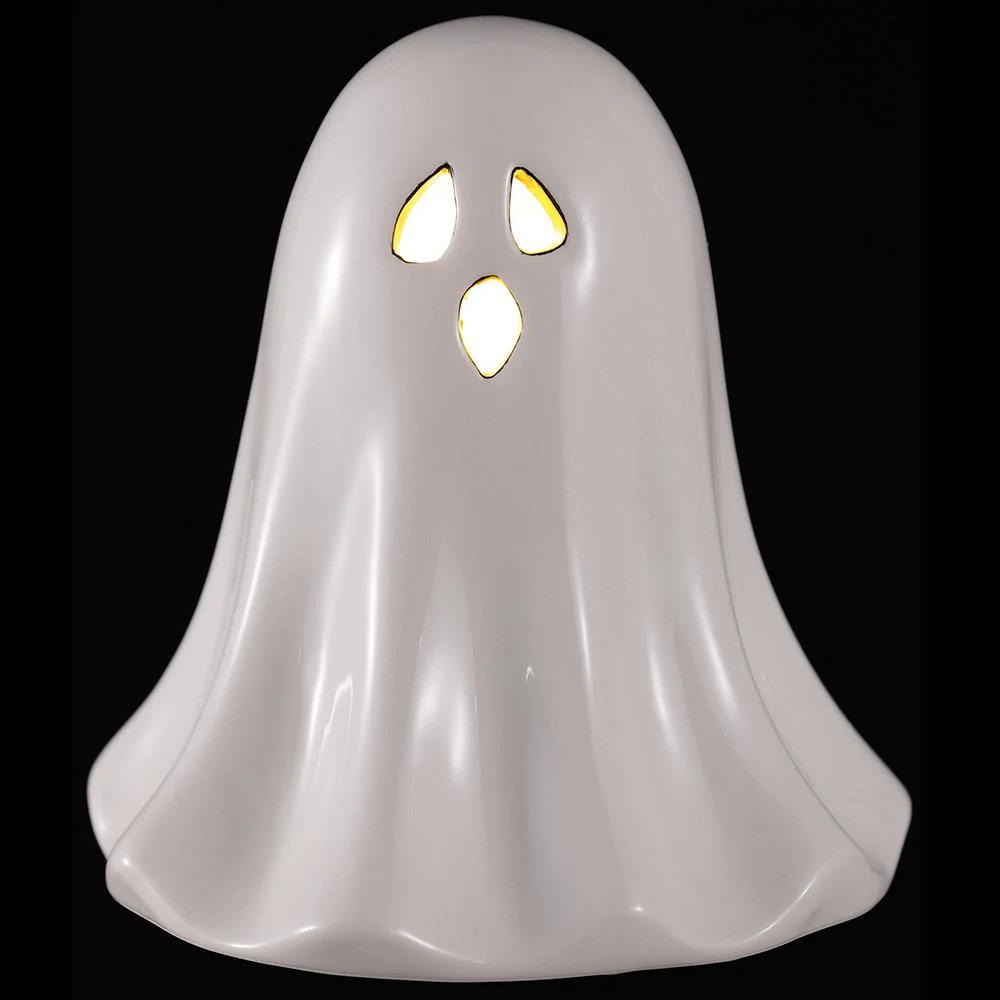 4.5" Battery Operated Halloween Ghost With Light -White - Image 2