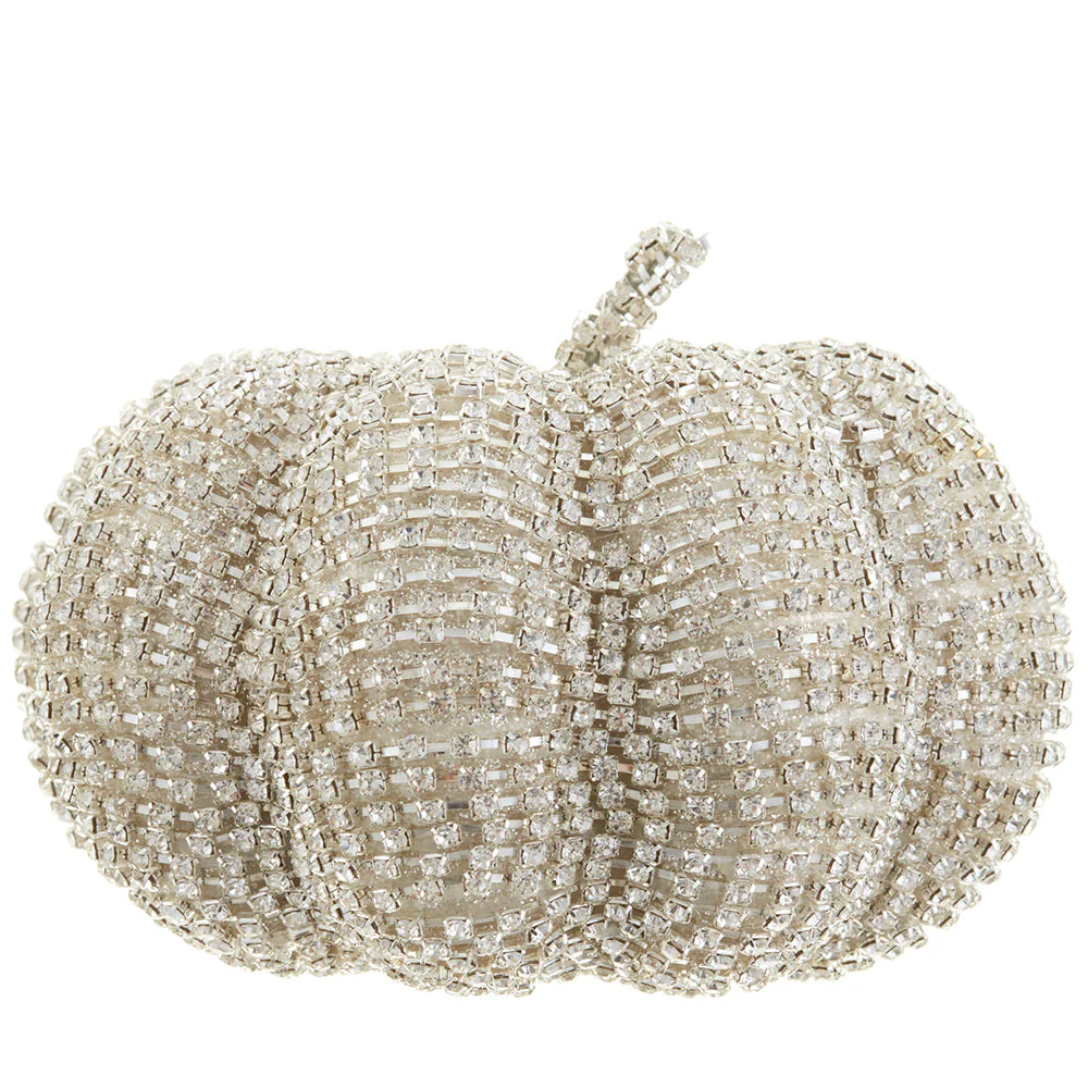 4.5"Hx6"W Artificial Beaded Pumpkin -Silver (Pack of 2)