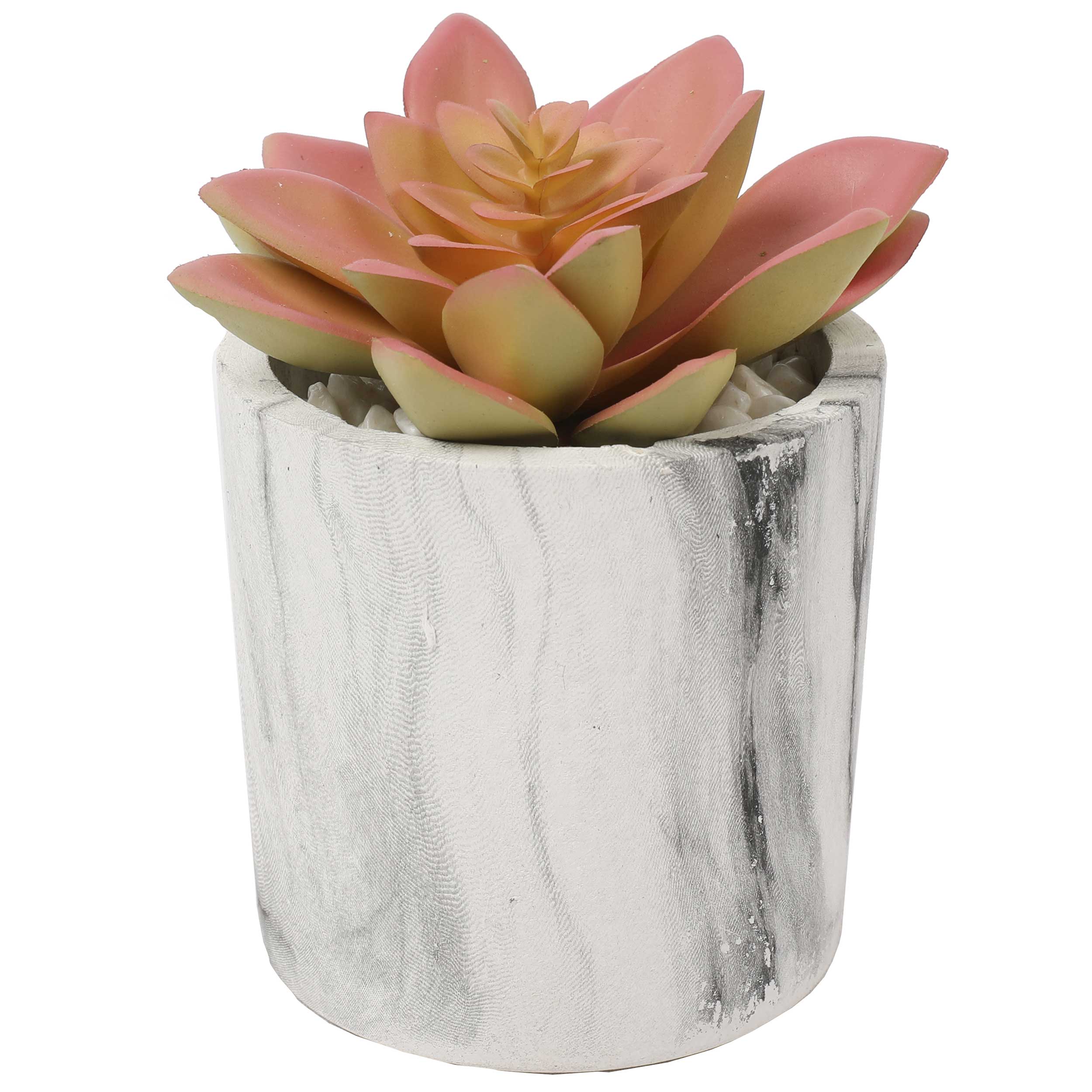 4.75" Set Of Assorted Succulent Artificial Plants w/Fake Marble Pots -Green/Burgundy - Image 3
