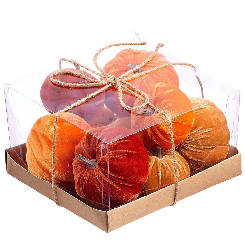 4.7"Hx8.2"W Boxed Artificial Pumpkins -Orange/Brown (Pack of 4)