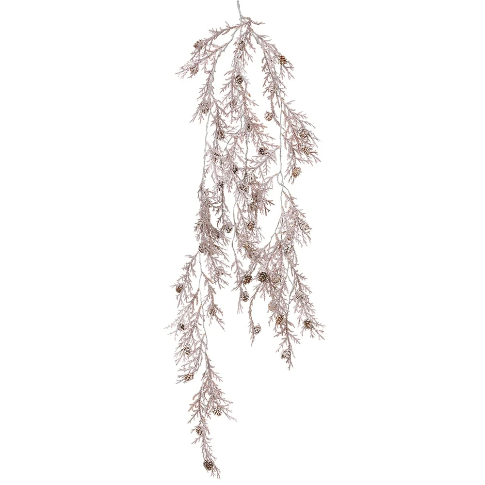 4' Cedar & Pinecone Artificial Garland -White/Brown (Pack of 6)