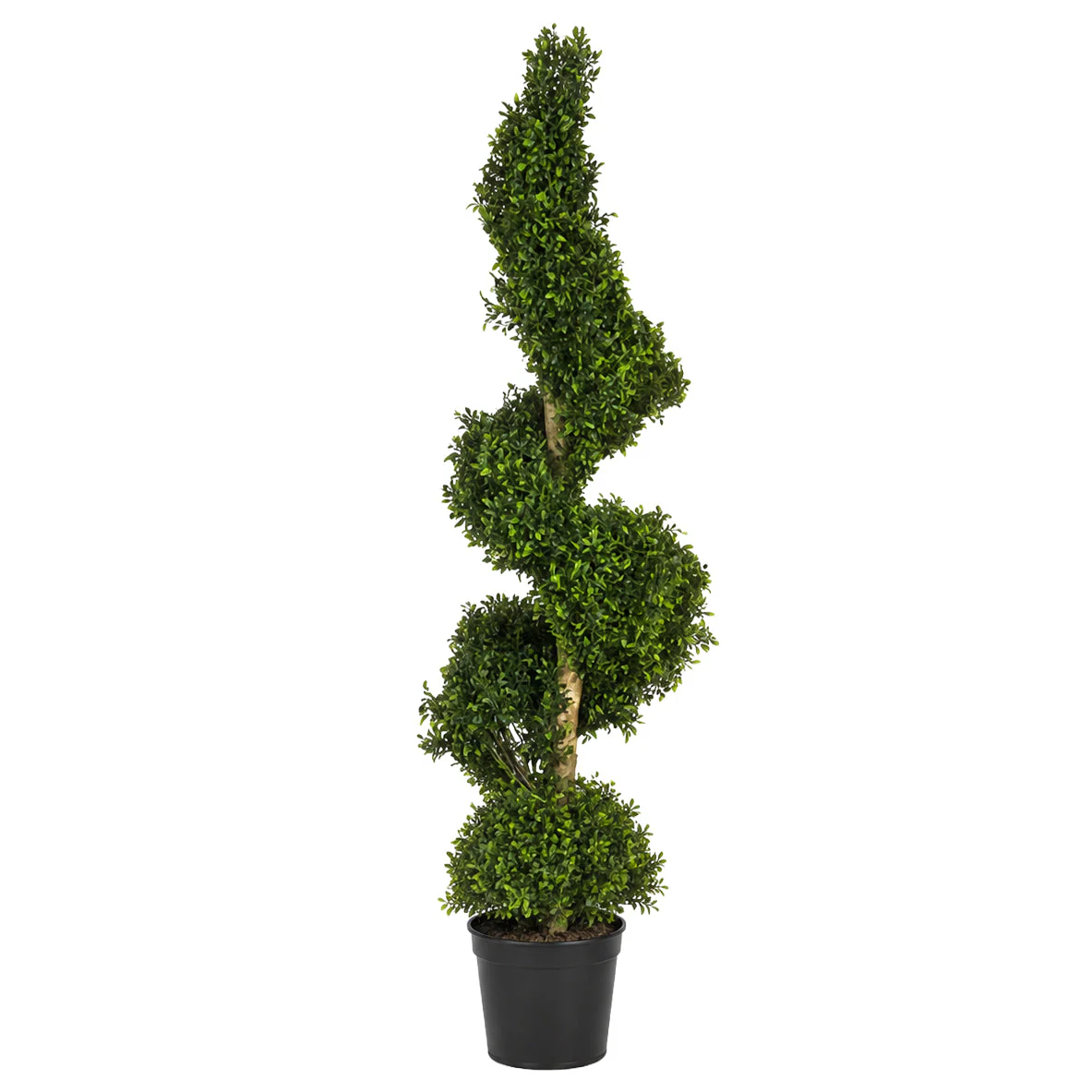 4' Custom-Made Outdoor UV-Proof Artificial Polyscias Spiral Topiary Tree w/Pot -Green