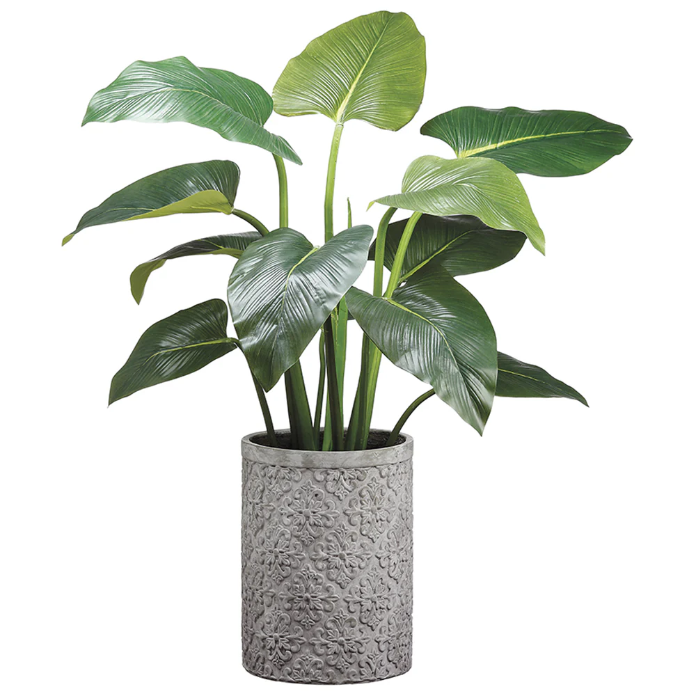 4' EVA Curcuma Artificial Plant w/Cement Planter -Green