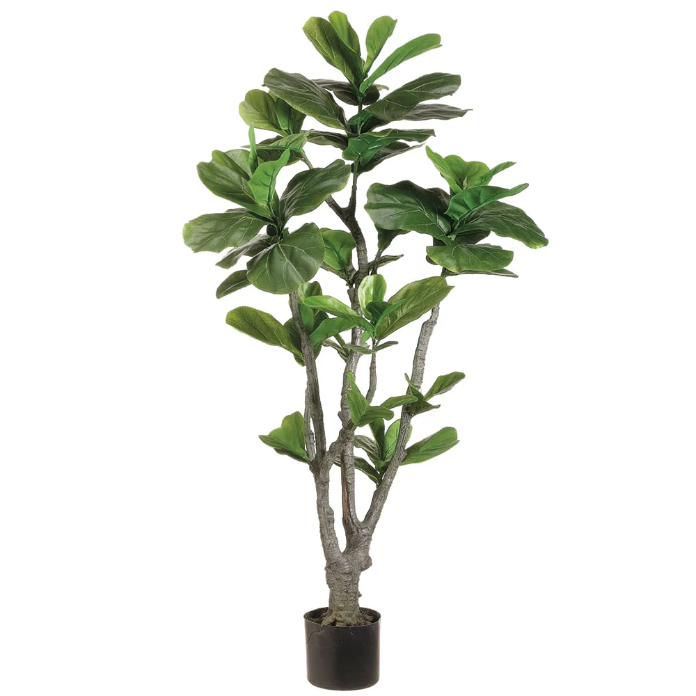 4' Fiddle Leaf Fig Silk Tree w/Pot -Green (Pack of 2)