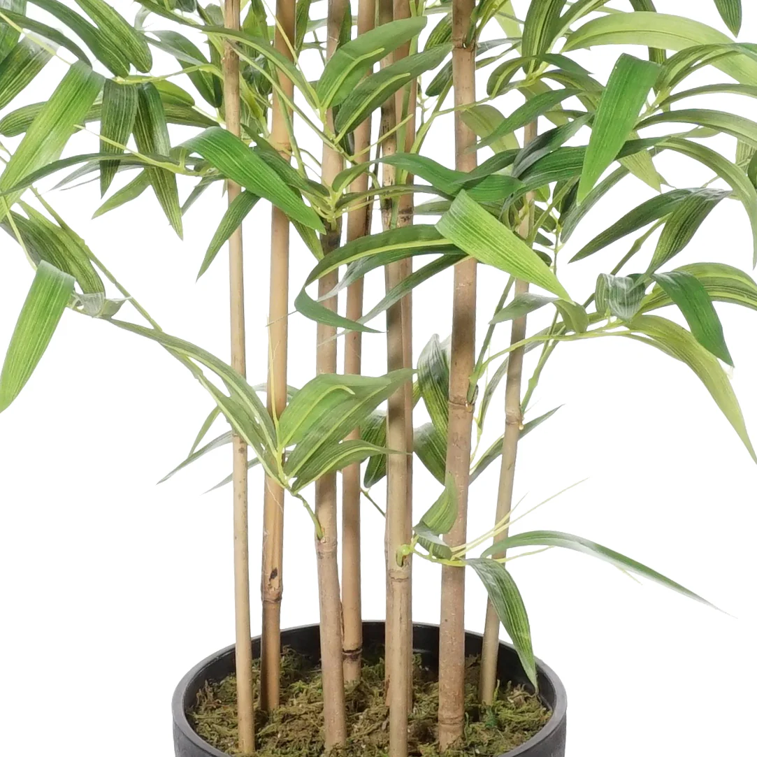 4' Natural Trunk Silk Bamboo Tree w/Pot -Green - Image 3