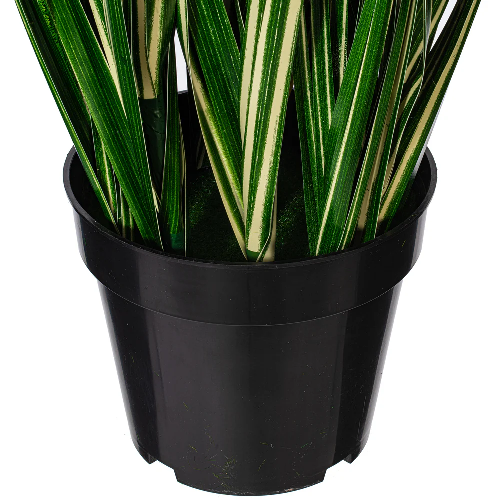 4' Outdoor UV-Resistant Artificial Evergold Grass Plant w/Pot -Green/Cream - Image 3