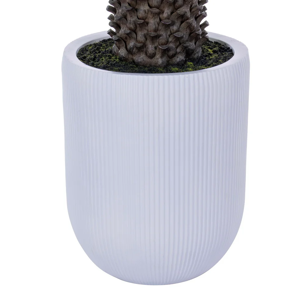 4' Outdoor UV-Resistant Artificial Nolina Ponytail Palm Plant w/White Planter -Green - Image 2