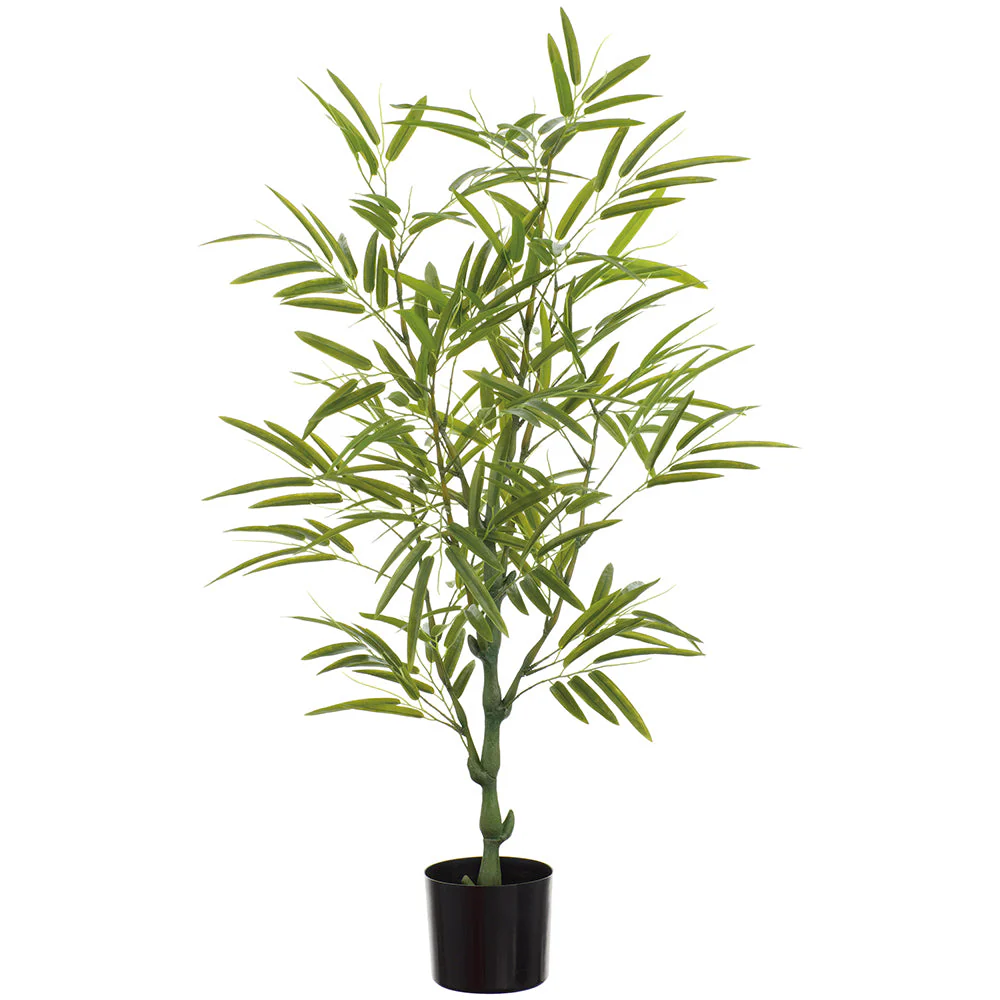 4' Outdoor UV-Resistant Faux Bamboo Tree w/Pot -Green (Pack of 2)