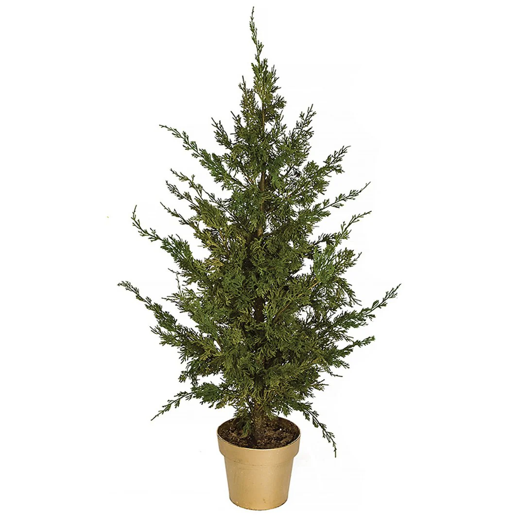 4' PE Artificial Eastern Red Cedar Tree w/Pot -Green