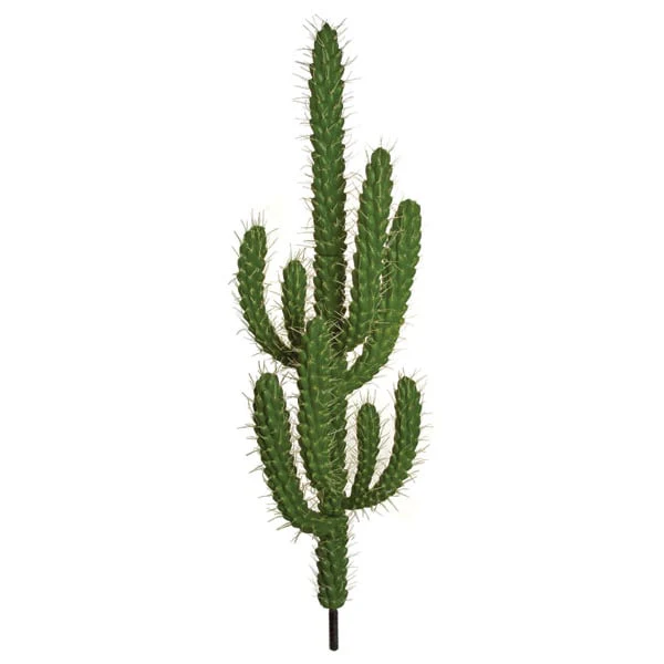 4' Plastic Round Finger Cactus Artificial Stem -Green (Pack of 2)