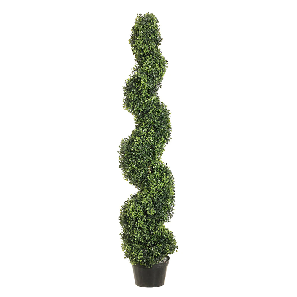 4' Pond Boxwood Spiral Artificial Topiary Tree w/Pot -Green