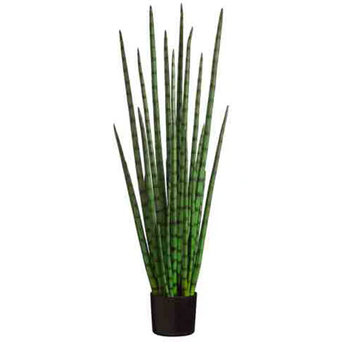 4' Sansevieria Snake Grass Artificial Plant w/Pot -Green