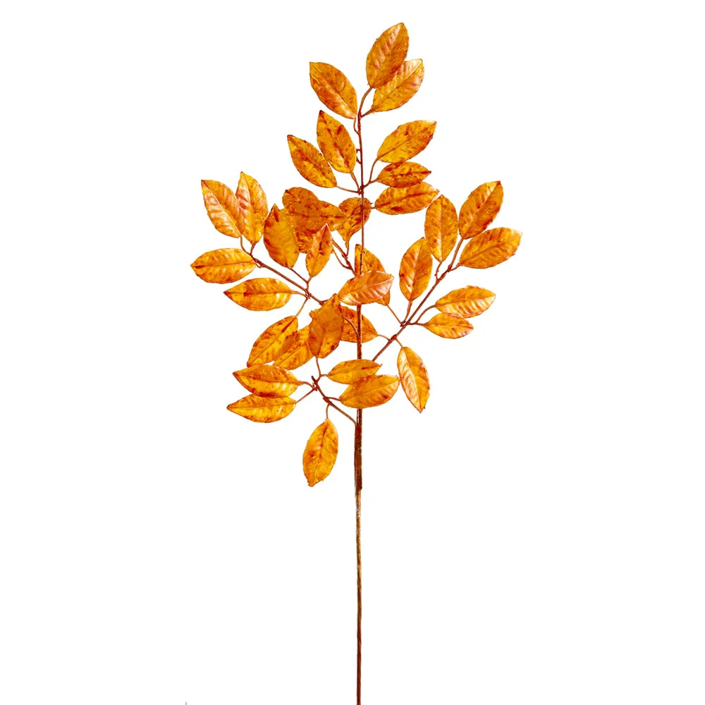 40" Artificial Wild Pomegranate Leaf Stem -Orange (Pack of 12)
