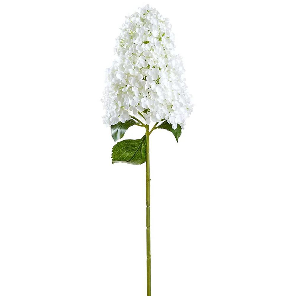40" Cone Hydrangea Silk Flower Stem -White (Pack of 8)