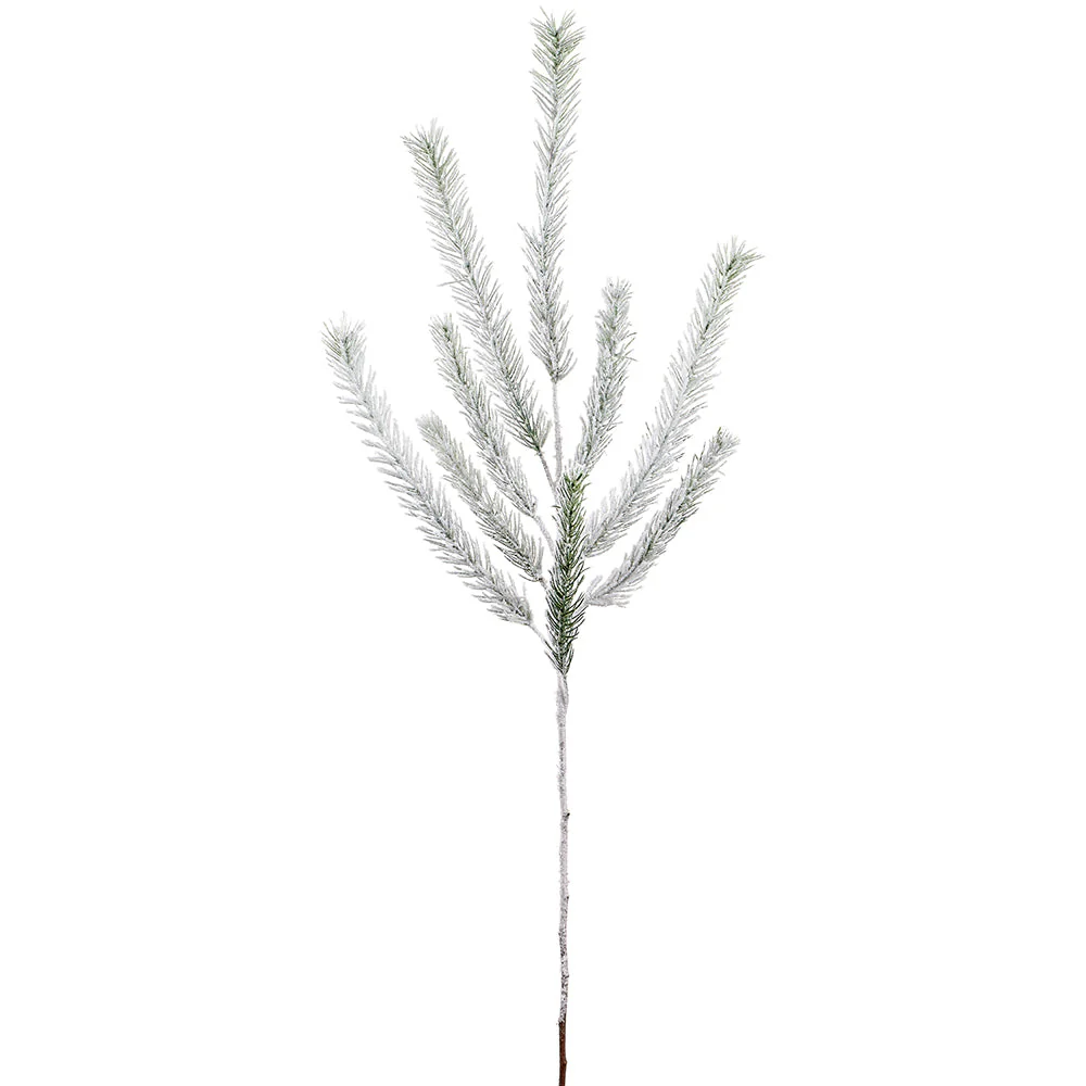 40" Flocked Artificial Pine Stem -White/Green (Pack of 12)