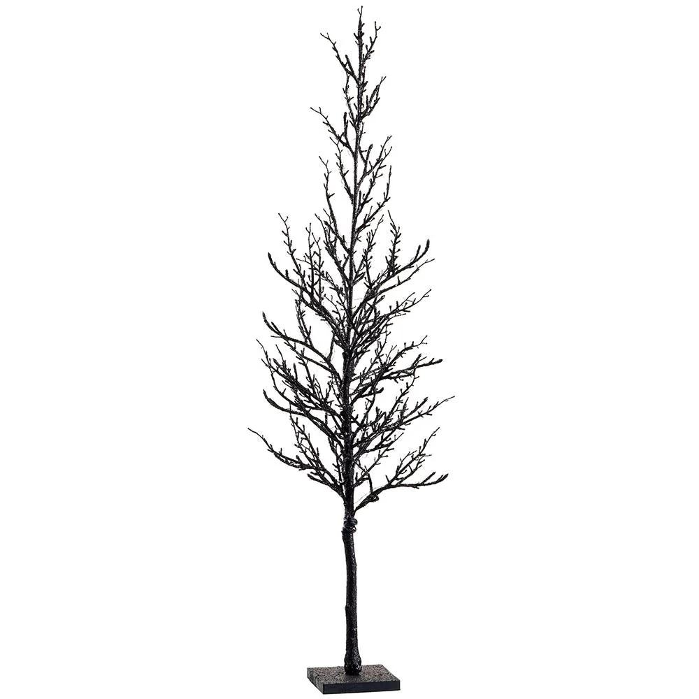 40" Glittered Halloween Twig Tree w/Stand, LED Pre-Lit -Black (Pack of 4)