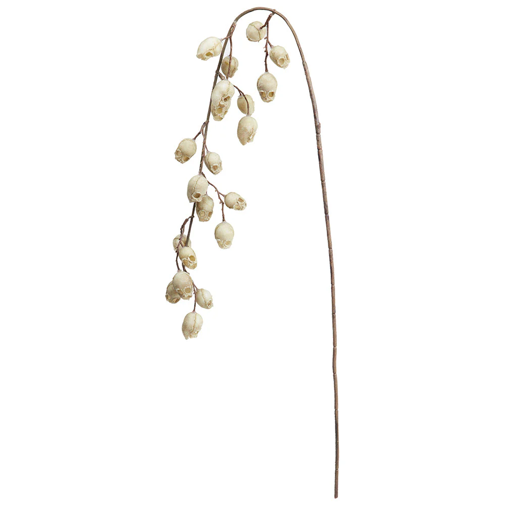 40" Hanging Halloween Mini Skull Stem -Beige (Pack of 6)
