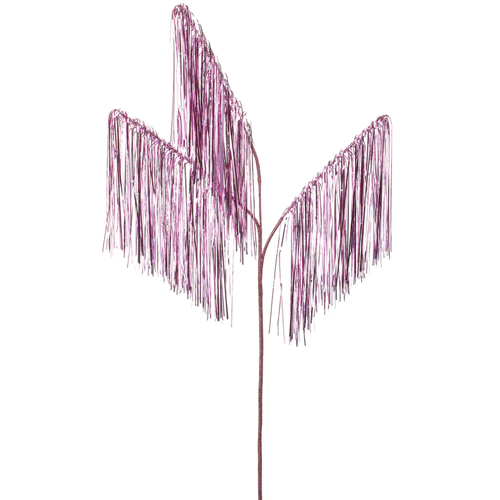 40" Hanging Tinsel Artificial Stem -Pink (Pack of 12)