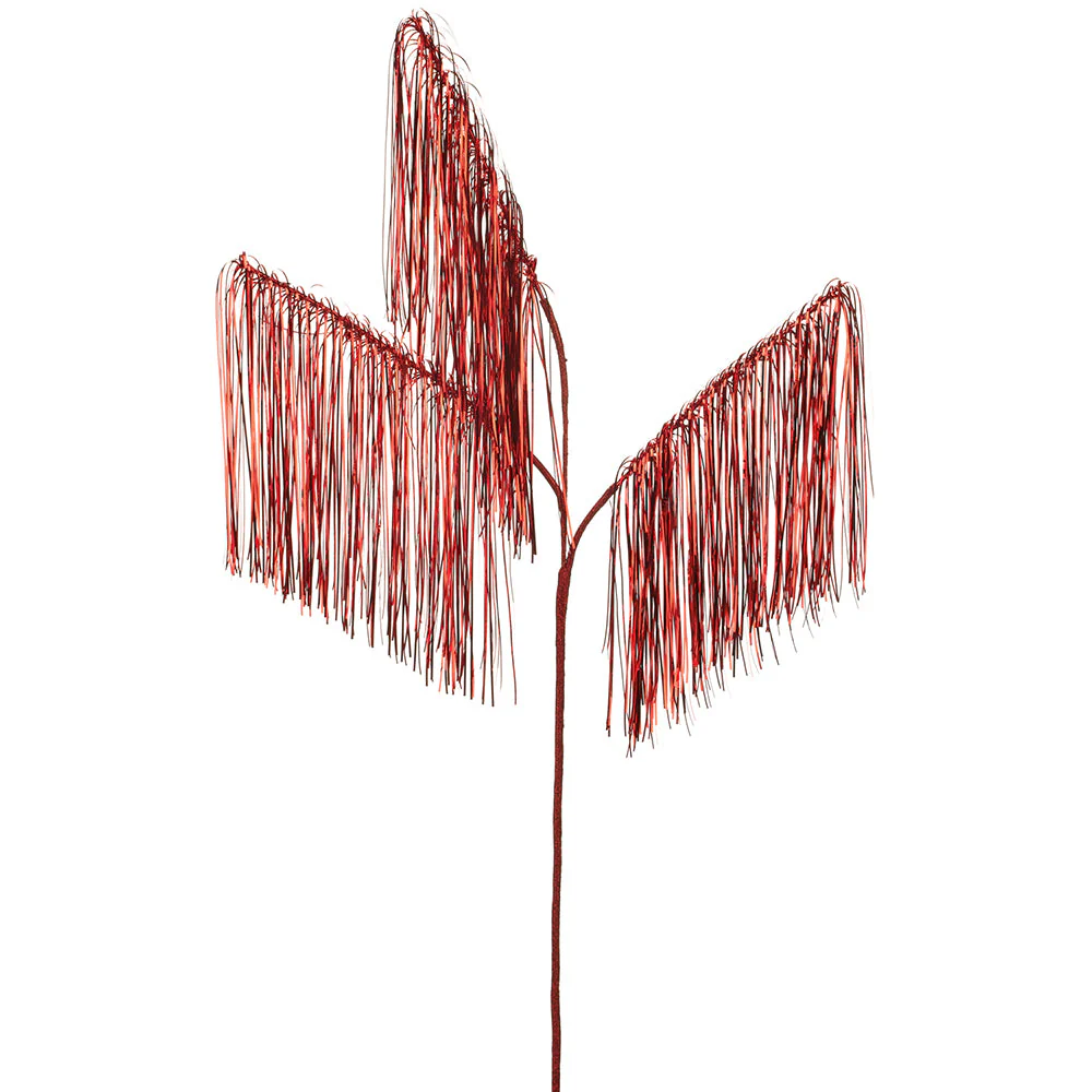 40" Hanging Tinsel Artificial Stem -Red (Pack of 12)