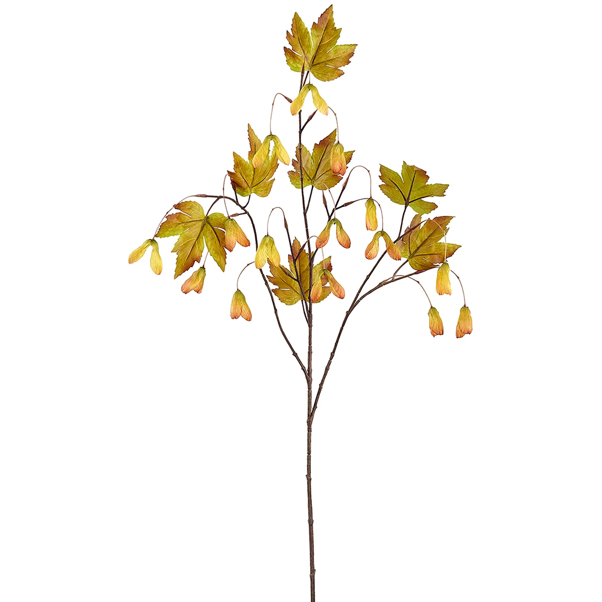 40" Maple Leaf & Seed Silk Stem -Orange/Green (Pack of 12)
