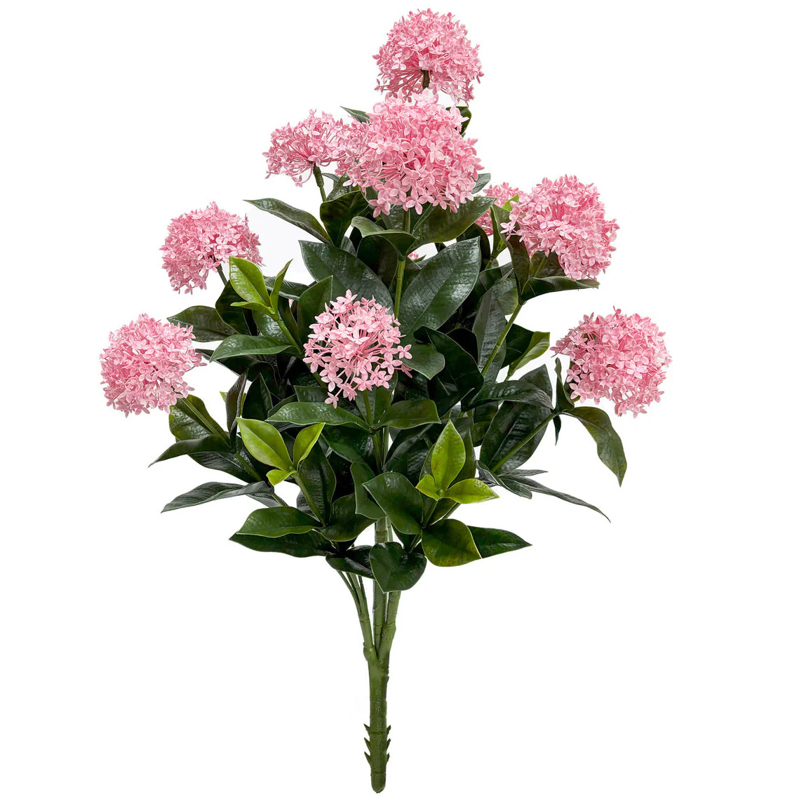40" Outdoor UV-Proof Artificial Jungle Geranium Ixora Flower Bush -Pink (Pack of 2)