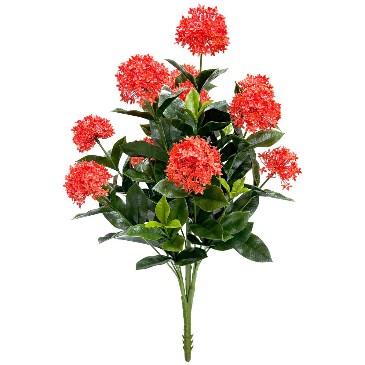 40" Outdoor UV-Proof Artificial Jungle Geranium Ixora Flower Bush -Red (Pack of 2)