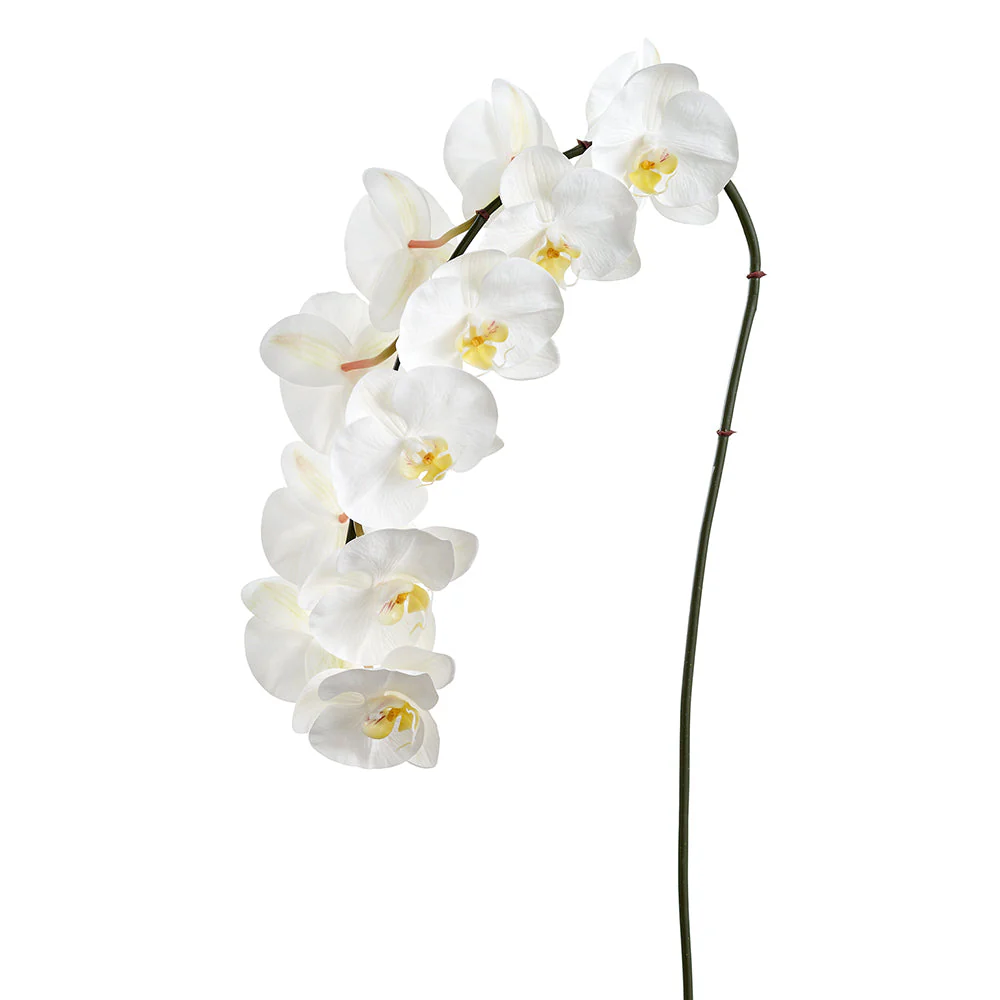 40" Phalaenopsis Orchid Faux Flower Stem -White (Pack of 12)