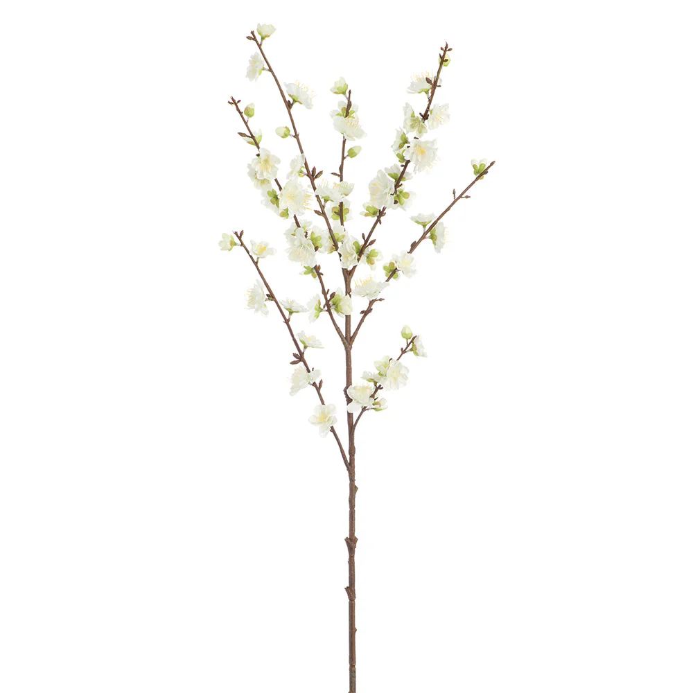 40" Plum Blossom Silk Flower Stem -White (Pack of 12)