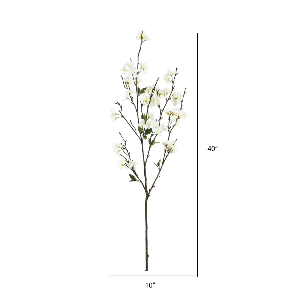 40" Silk Cherry Blossom Flower Stem -White (Pack of 6) - Image 2