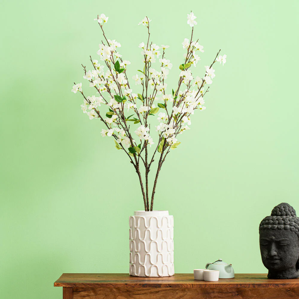 40" Silk Cherry Blossom Flower Stem -White (Pack of 6) - Image 3