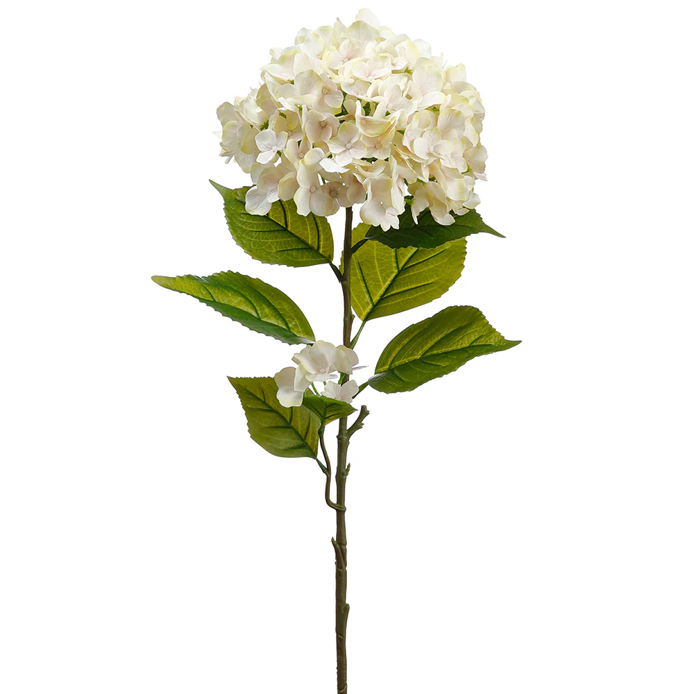 40" Silk Hydrangea Flower Stem -Cream/Blush (Pack of 6)