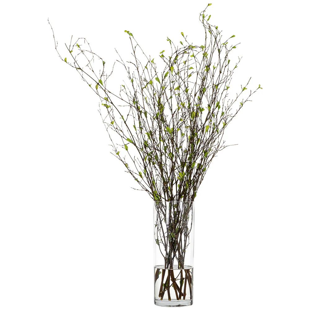 40"Hx21"W Mini Leaves Artificial Arrangement w/Glass Vase -Green